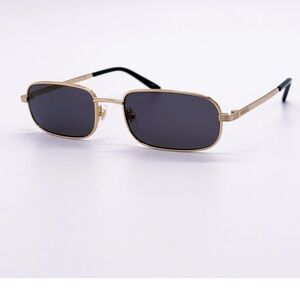 Gucci GG1457S XL Gold/Grey Metal Rectangle Sunglasses